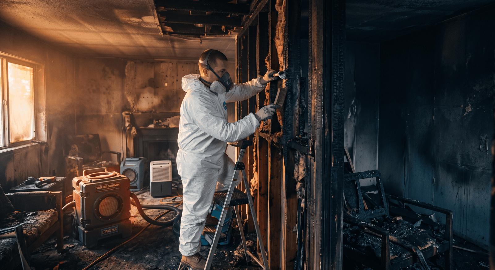 Plano fire and smoke damage restoration — emergency response crew on site